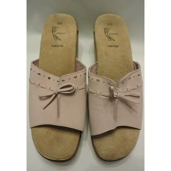 White Mountain Sandals Slip On Clogs Low Heel 9M Comfy Casual Italian Pink Shoes - Picture 2 of 5